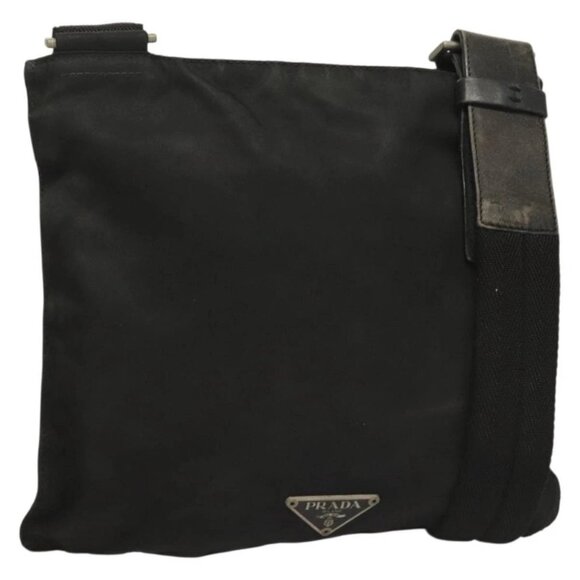 PRADA Shoulder Bag Nylon Black Silver Auth bs27458 - Picture 1 of 16